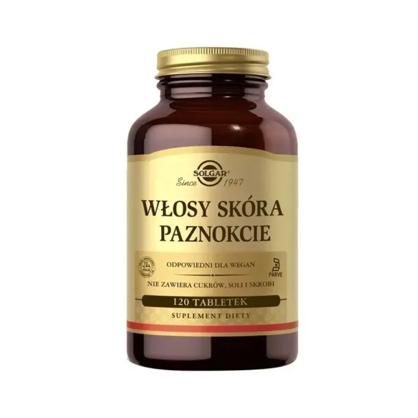 SOLGAR Włosy Skóra Paznokcie z Biotyną 120 tabletek