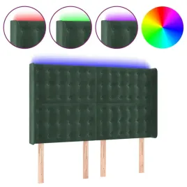 zaglowek-do-lozka-z-led-ciemnozielony-147x16x118-128cm-aksamit