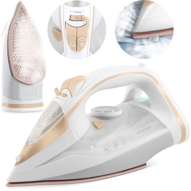 Żelazko parowe 3000W BERDSEN BD-330 ceramiczna powłoka praca w pionie MOCNE