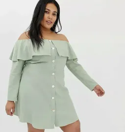 glamorous-lniana-sukienka-z-guzikami-z-przodu