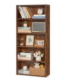 vevor-smukla-biblioteczka-5-poziomow-regulowane-polki-solidna-brazowa