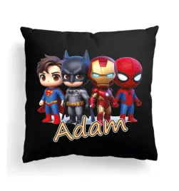 czarna-poduszka-z-imieniem-na-wielkanoc-bohaterowie-ironman-spiderman-bat