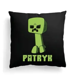 czarna-poduszka-z-imieniem-na-wielkanoc-minecraft-zielony-potwor-creeper