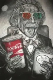 plakat-albert-einstein-kino-popcorn-cola-30x21-cm