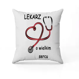 biala-poduszka-swiateczna-z-nadrukiem-prezent-dla-lekarza-imie