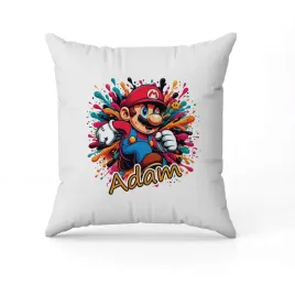 biala-poduszka-swiateczna-z-nadrukiem-przent-mario-bros-imie