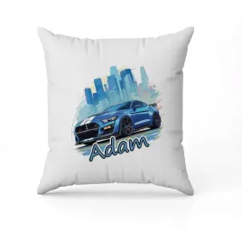 biala-poduszka-swiateczna-z-nadrukiem-przent-mustang-sportowe-auto-imie