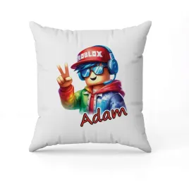 biala-poduszka-swiateczna-z-nadrukiem-przent-roblox-imie