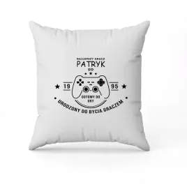 biala-poduszka-swiateczna-z-nadrukiem-prezent-dla-gracza-imie
