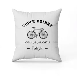 biala-poduszka-swiateczna-z-nadrukiem-prezent-super-kolarz-imie