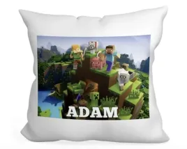 biala-poduszka-swiateczna-z-nadrukiem-prezent-minecraft-gra-imie