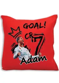 czerwona-poduszka-swiateczna-z-nadrukiem-prezent-cr7-goal-imie