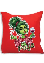 czerwona-poduszka-swiateczna-z-nadrukiem-kobieta-grinch-imie