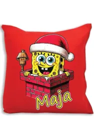 czerwona-poduszka-swiateczna-z-nadrukiem-spongebob-swieta-imie-29