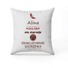 biala-poduszka-swiateczna-z-nadrukiem-prezent-dla-kolezanki-z-pracy-imie