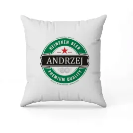biala-poduszka-swiateczna-z-nadrukiem-prezent-heineken-imie
