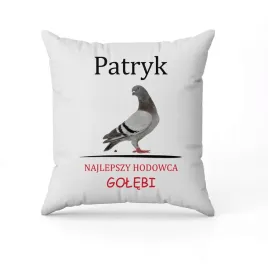 biala-poduszka-swiateczna-z-nadrukiem-najlepszy-hodowca-golebi-imie