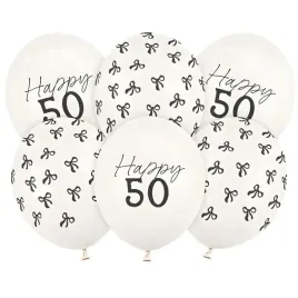balony-50-urodziny-kokardki-biale-partydeco-12-6-szt