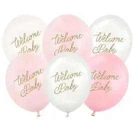 balony-welcome-baby-rozowo-bialy-mix-partydeco-12-6-szt