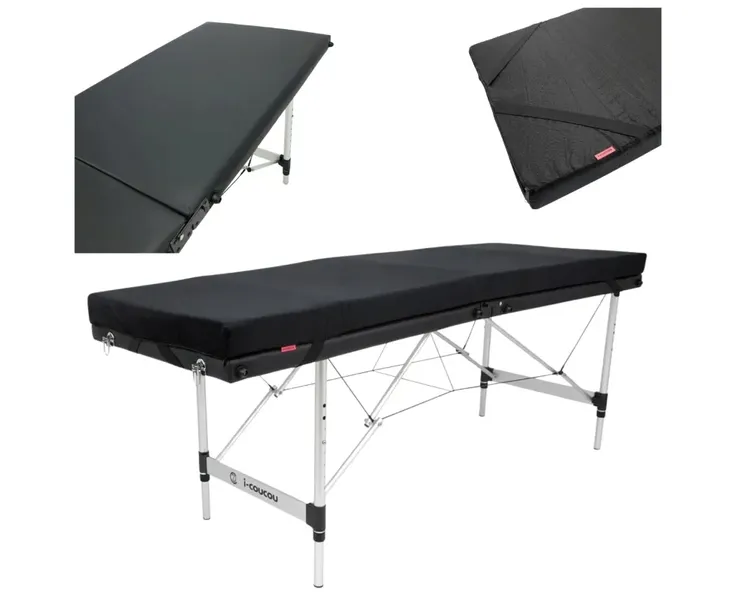 Łóżko Kosmetyczne Stół Przedłużania Rzęs Welurowy Materac 70cm Czarny