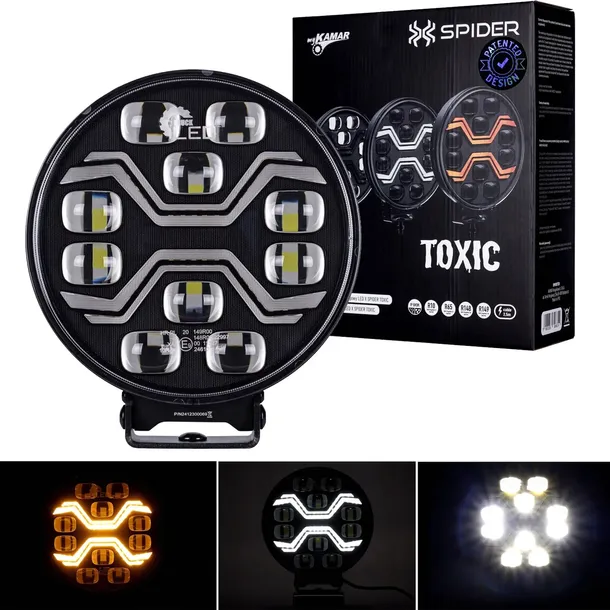 Lampa X SPIDER TOXIC HALOGEN Reflektor DROGOWY DALEKOSIĘŻNA LED STROBO+POZ.