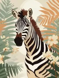 obraz-na-plotnie-zebra-afryka-zwierzak-boho-kwiaty-ozdoba-100x70-cm