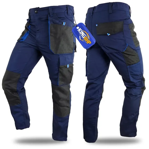 MOCNE Spodnie robocze BLUE WZMACNIANE OXFORD600 duże rozmiary BHP ochronne