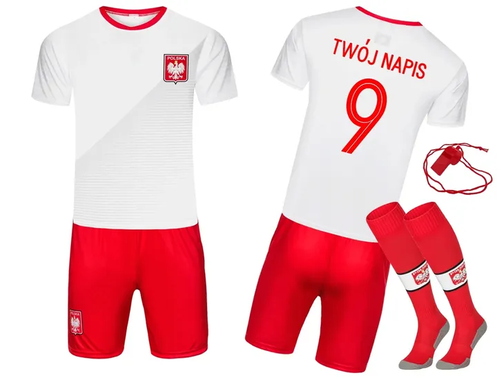 Strój piłkarski POLSKA + getry WŁASNY NADRUK - 122
