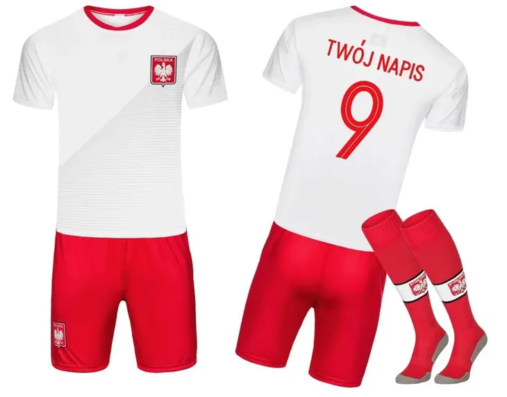 Strój piłkarski POLSKA + getry WŁASNY NADRUK - 110