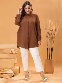 shein-brazowa-dluga-koszula-z-kolnierzykiem-4xl-79872