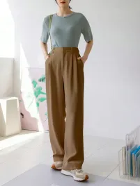 shein-brazowe-spodnie-z-wysokim-stanem-xl-86278