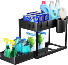 puricon-2-poziomowy-organizer-pod-umywalke-polka-pod-zlew-z-szuflada-czarna
