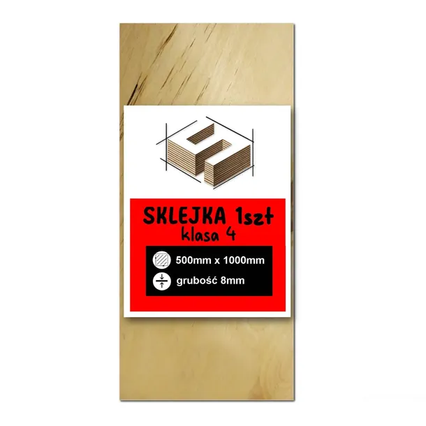 SKLEJKA DESKA 8mm FORMATKA DO LASERA CNC GRAWER 500x1000mm 50x100cm KLASA 4