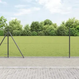 szary-szesciokatny-plot-vidaxl-1x100-m-ze-stali-slupy-ogrodzeniowe-vidaxl