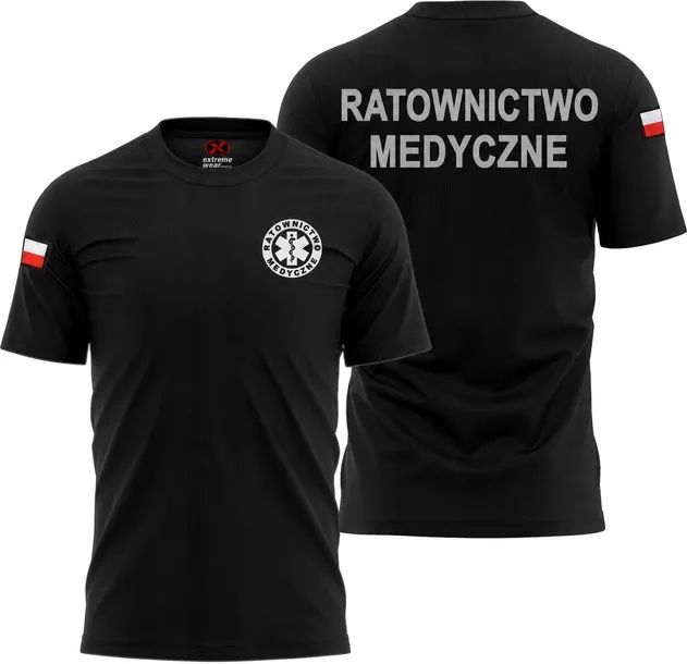 RATOWNICTWO MEDYCZNE KOSZULKA ODBLASK + FLAGA HAFTOWANA na ramieniu roz. L
