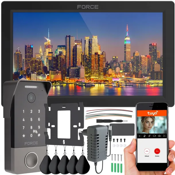 WIDEODOMOFON FORCE ZEN PRO 7" CZARNY FULL HD CZYTNIK BRELOKI WiFi TUYA