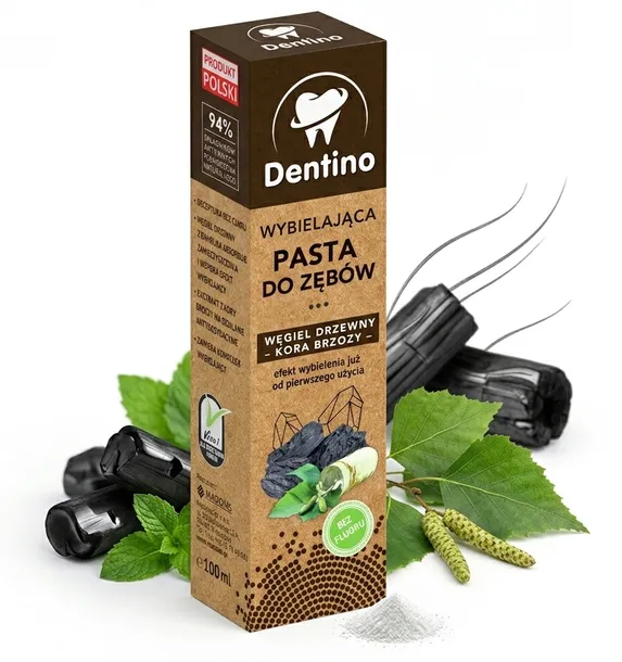 PASTA DO ZĘBÓW Z KORĄ BRZOZY BEZ CUKRU I FLUORU DENTINO 100ml