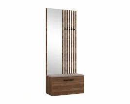 garderoba-z-lustrem-80-cm-orzech-lamele-biale-siedzisko-bez-margaret-ii