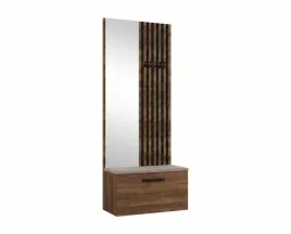 garderoba-z-lustrem-80-cm-orzech-lamele-czarne-siedzisko-bez-margaret-ii