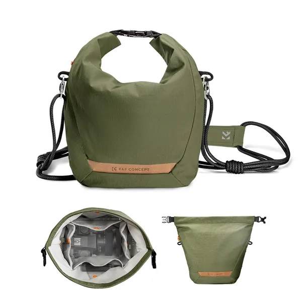 Torba Fotograficzna Crossbody Sling na Aparat Kamerę Telefon K&F 5L zielona