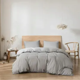 komplet-szarej-poscieli-z-pomponami-200x220cm-gray-pomponella