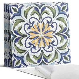 komplet-kafelkow-pcv-roslinny-motyw-z-kwiatowymi-akcentami-4-x-50x50-cm
