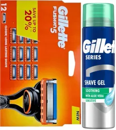 gillette-fusion-5-wklady-ostrza-nozyki-do-maszynki-12-sztuk-zel-200-ml