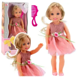 lalka-w-sukience-z-kokardka-dlugie-wlosy-rozowa-grzebien-38cm
