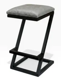 stylowy-metalowy-ciezki-hoker-taboret-65cm-tapicerka-jasnoszary-welur-karo