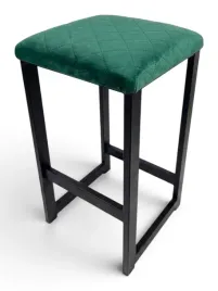 czarny-taboret-metalowy-na-altanke-siedzisko-welur-zgnita-zielen-35x35x60cm