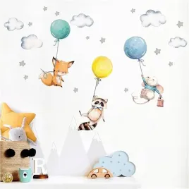 naklejka-scienna-little-deco-szop-lis-mysz-gwiazdy-fototapeta-97-x-57-cm