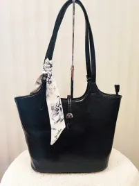 ines-delaure-torebka-shopper-czarna-z-apaszka