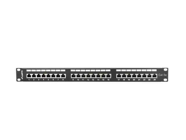 lanberg-patch-panel-24-port-1u-kat-5e-ftp-czarny-stan-nowy-rodzaj-stojace