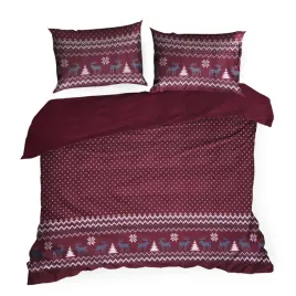 posciel-swiateczna-220x200-matt-bordowa-biala-ze-wzorem-skandynawskim